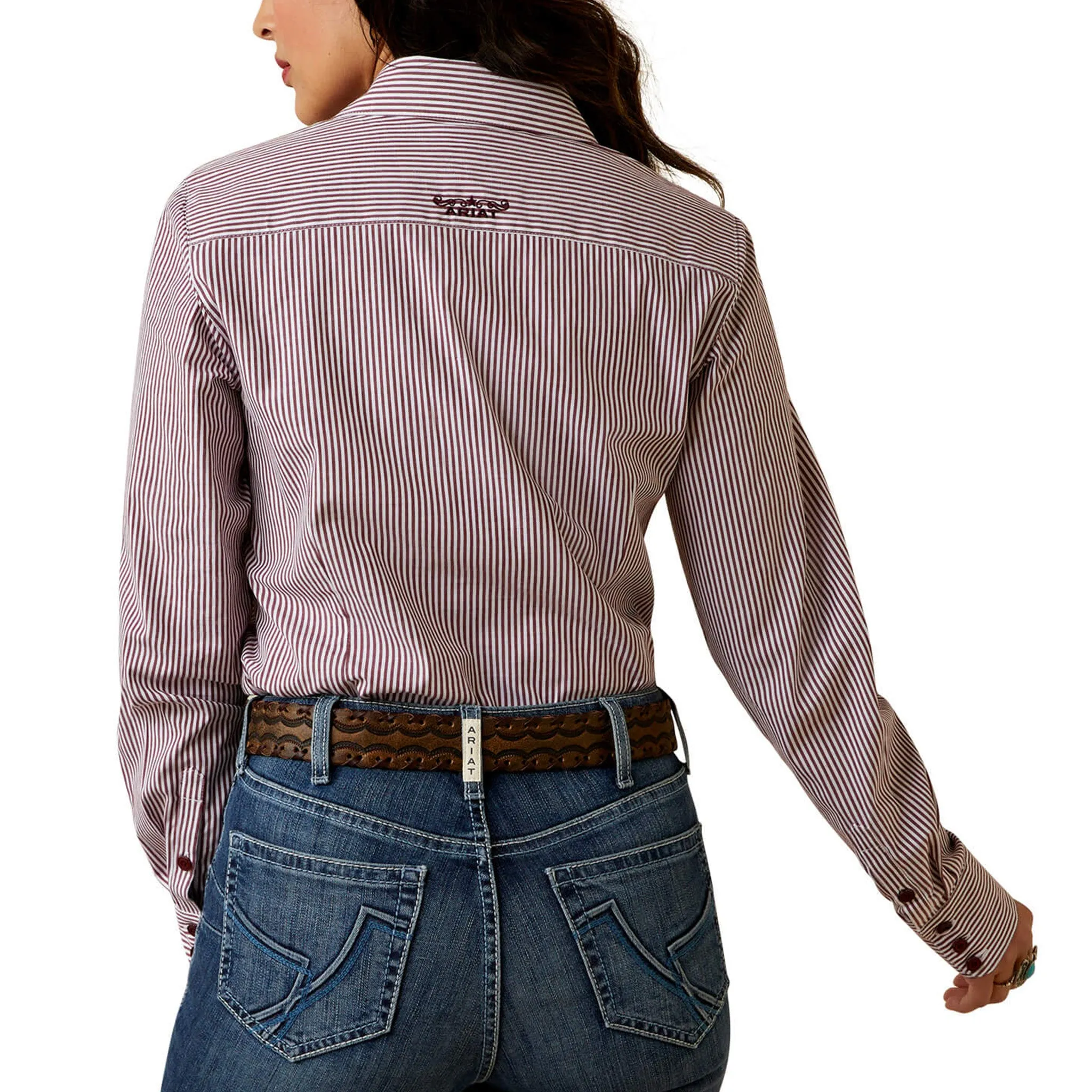 Ariat Women's Burgundy and White Stripe Shirt
