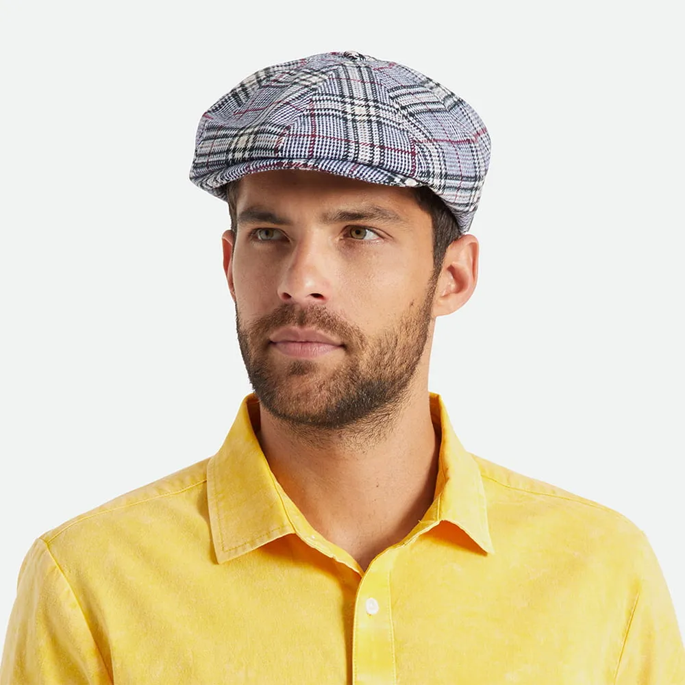 Brixton Hats Brood Check Newsboy Cap - Blue-Off White