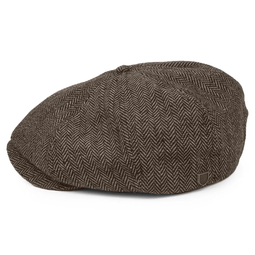 Brixton Hats Brood Herringbone Newsboy Cap - Brown-Khaki