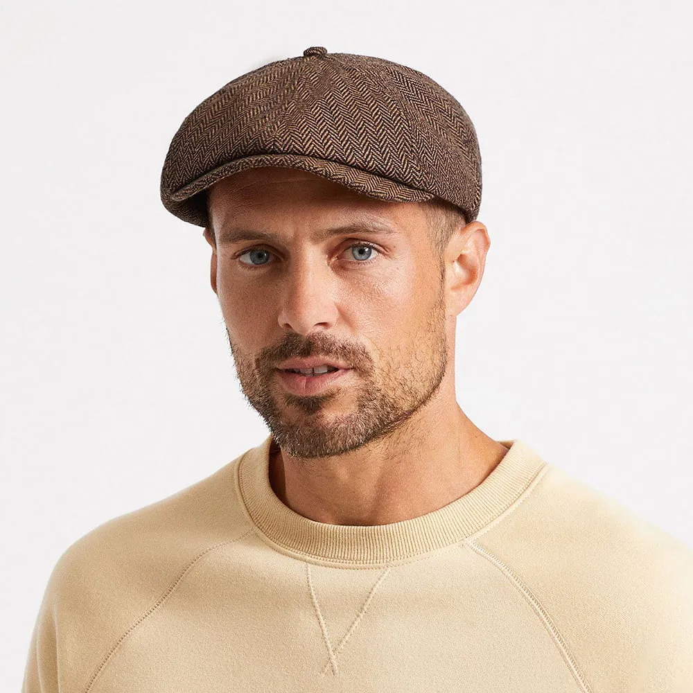 Brixton Hats Brood Herringbone Newsboy Cap - Brown-Khaki