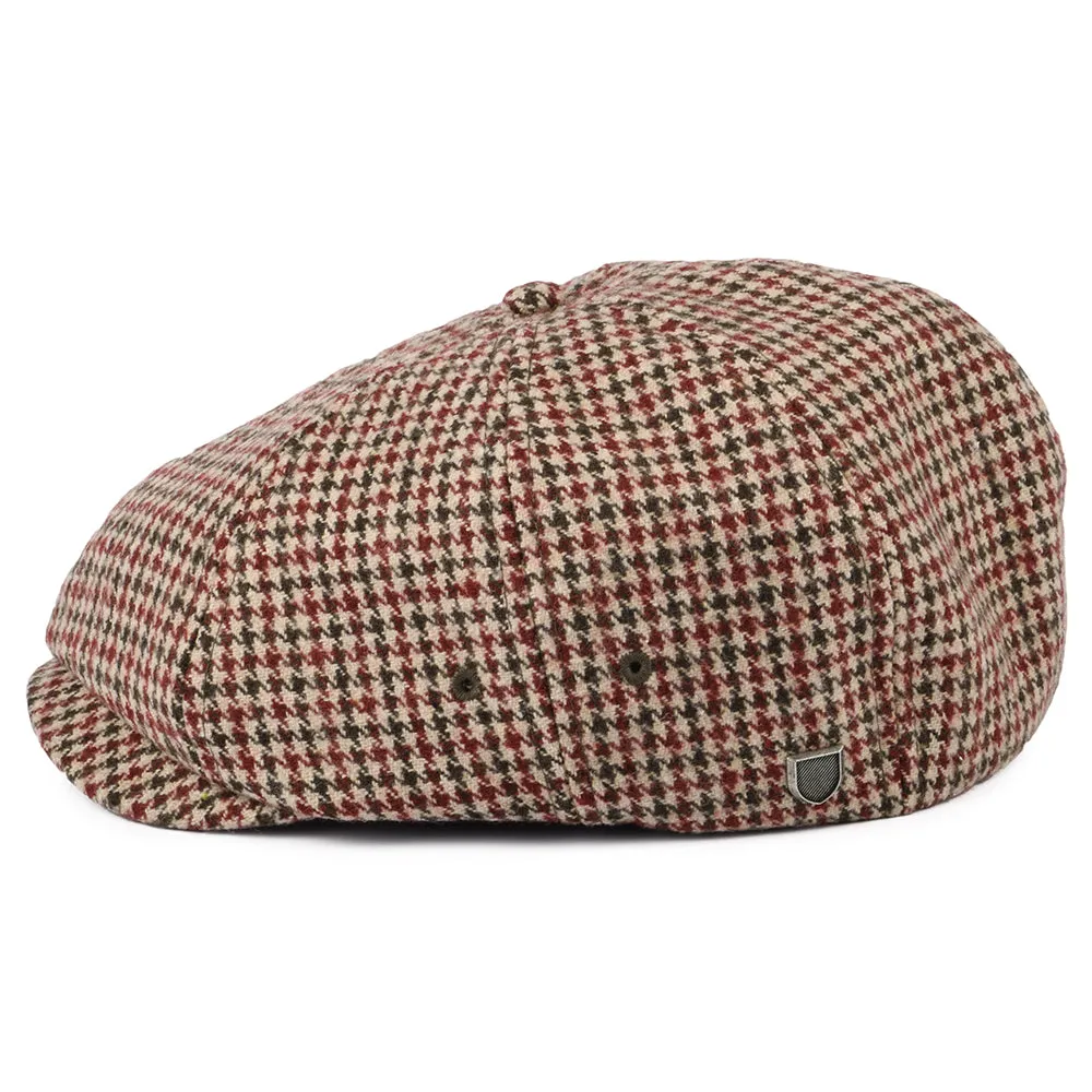 Brixton Hats Brood Houndstooth Lightweight Newsboy Cap - Cranberry-Camel