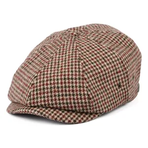 Brixton Hats Brood Houndstooth Lightweight Newsboy Cap - Cranberry-Camel