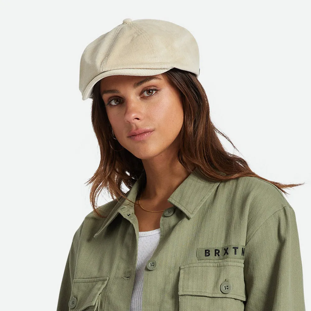 Brixton Hats Brood Lightweight X Snap Corduroy Newsboy Cap - Off White