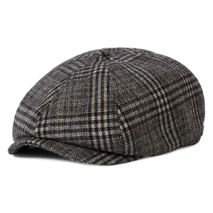 Brixton Hats Brood Plaid Newsboy Cap - Khaki-Brown