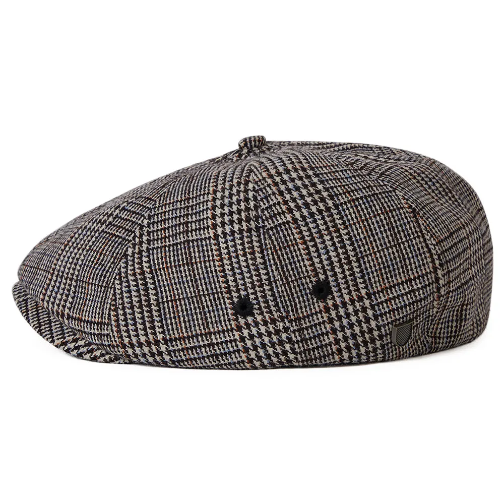 Brixton Hats Brood Prince Of Wales Check Lightweight Newsboy Cap - Cream-Black-Orange-Light Blue