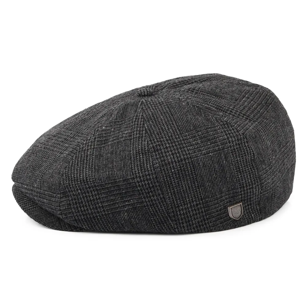 Brixton Hats Brood Prince Of Wales Check Newsboy Cap - Charcoal