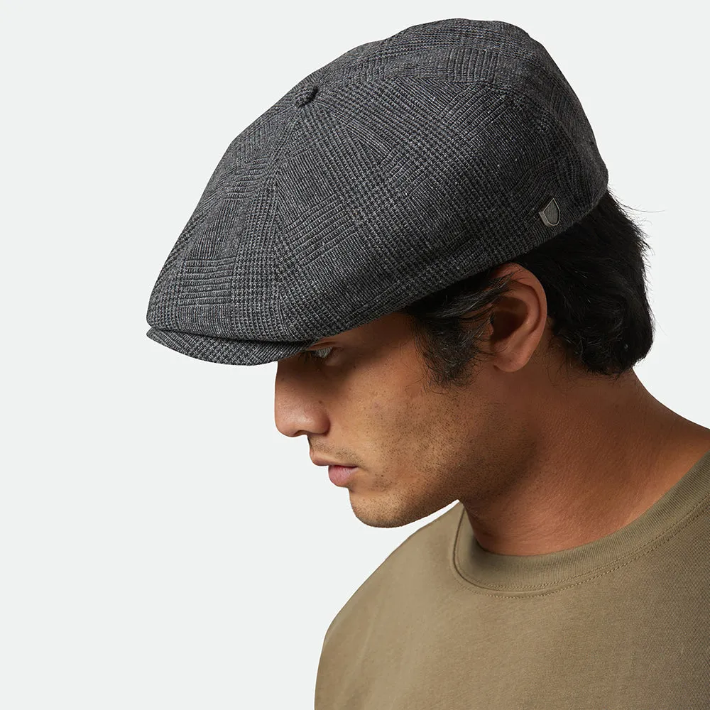 Brixton Hats Brood Prince Of Wales Check Newsboy Cap - Charcoal
