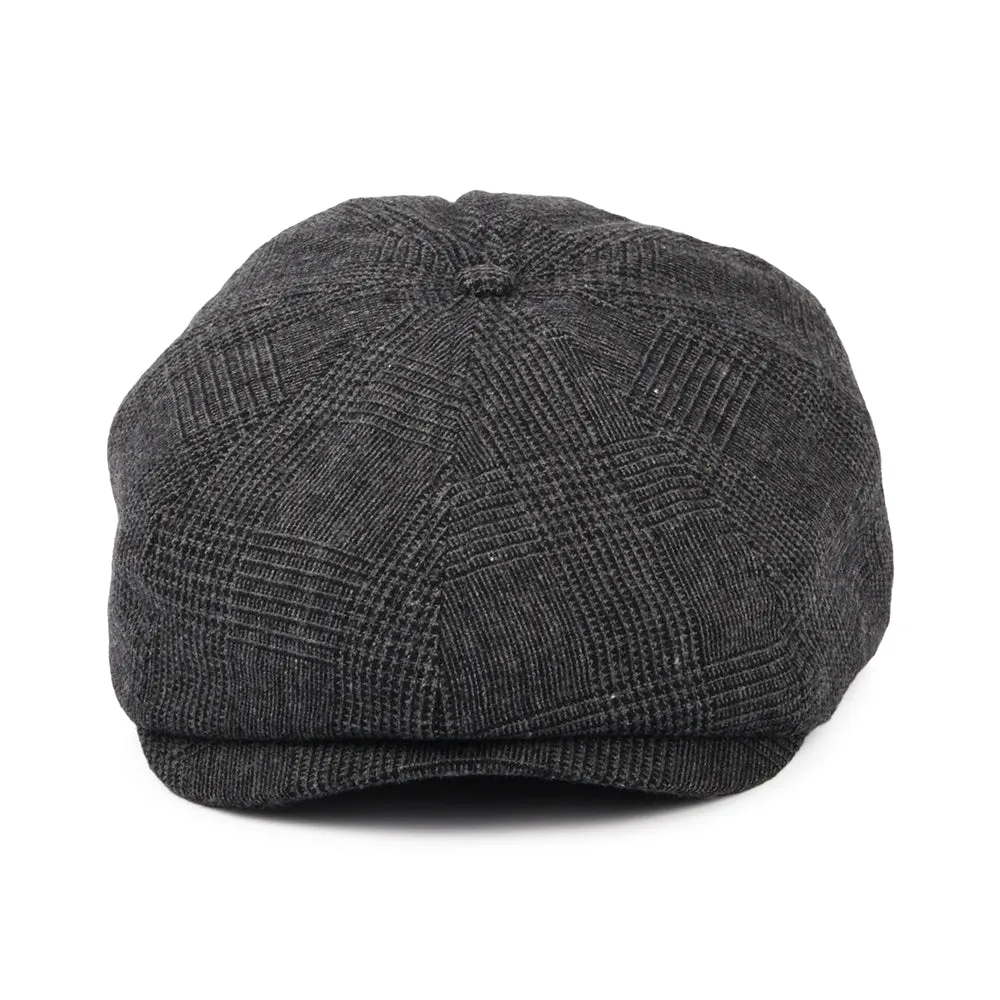 Brixton Hats Brood Prince Of Wales Check Newsboy Cap - Charcoal