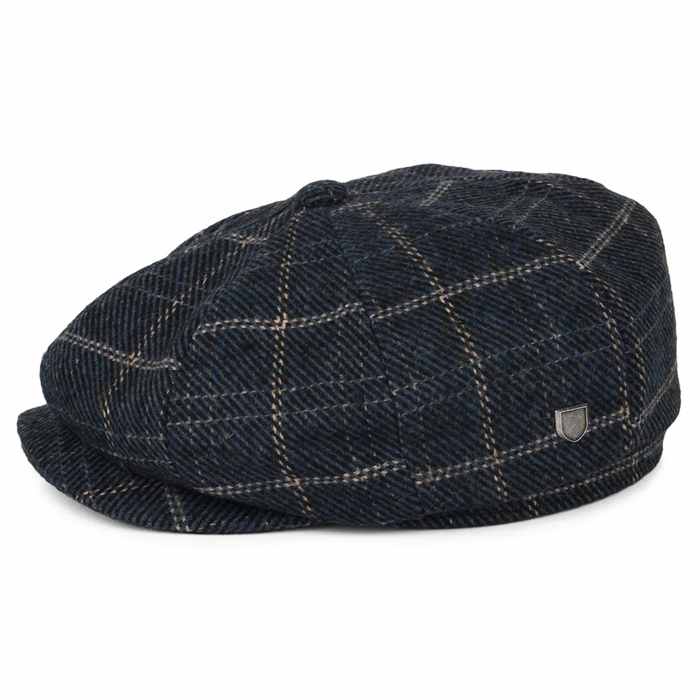 Brixton Hats Brood Windowpane Baggy Newsboy Cap - Navy-Black-Off White