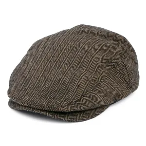 Brixton Hats Hooligan Herringbone Flat Cap - Brown-Khaki