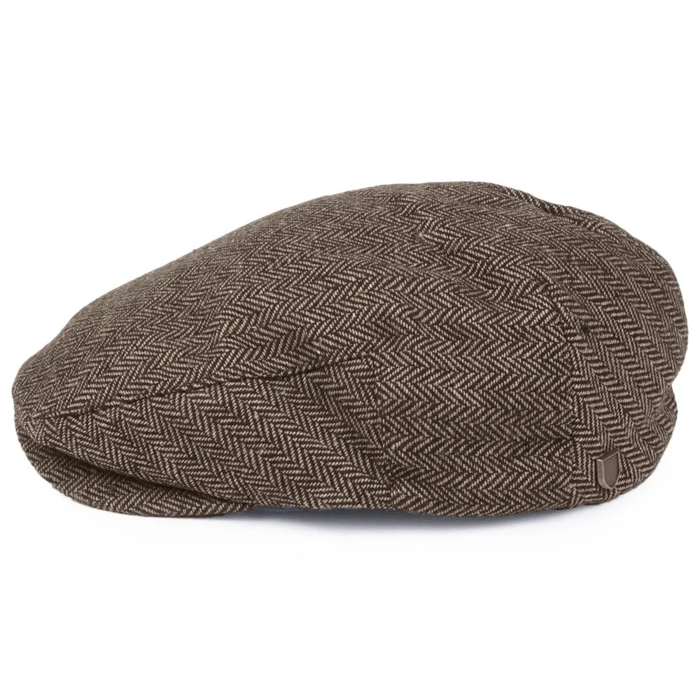 Brixton Hats Hooligan Herringbone Flat Cap - Brown-Khaki