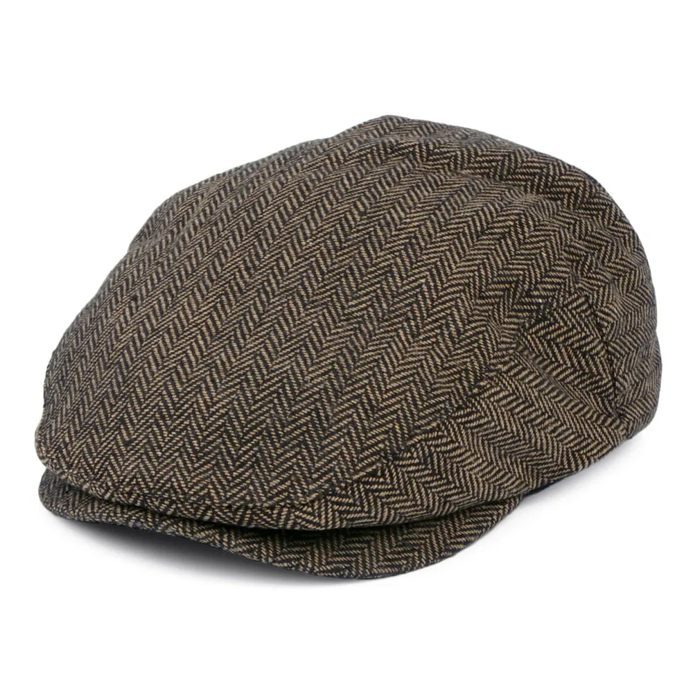 Brixton Hats Hooligan Herringbone Flat Cap - Brown-Khaki