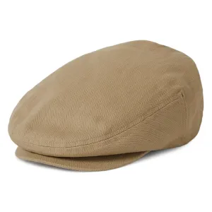 Brixton Hats Hooligan Herringbone Lightweight Flat Cap - Khaki-Sand