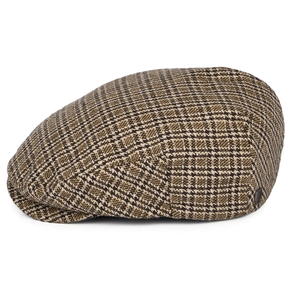 Brixton Hats Hooligan Houndstooth Flat Cap - Dark Brown-Sand