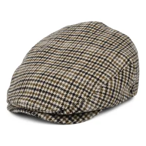 Brixton Hats Hooligan Houndstooth Flat Cap - Off White-Sand