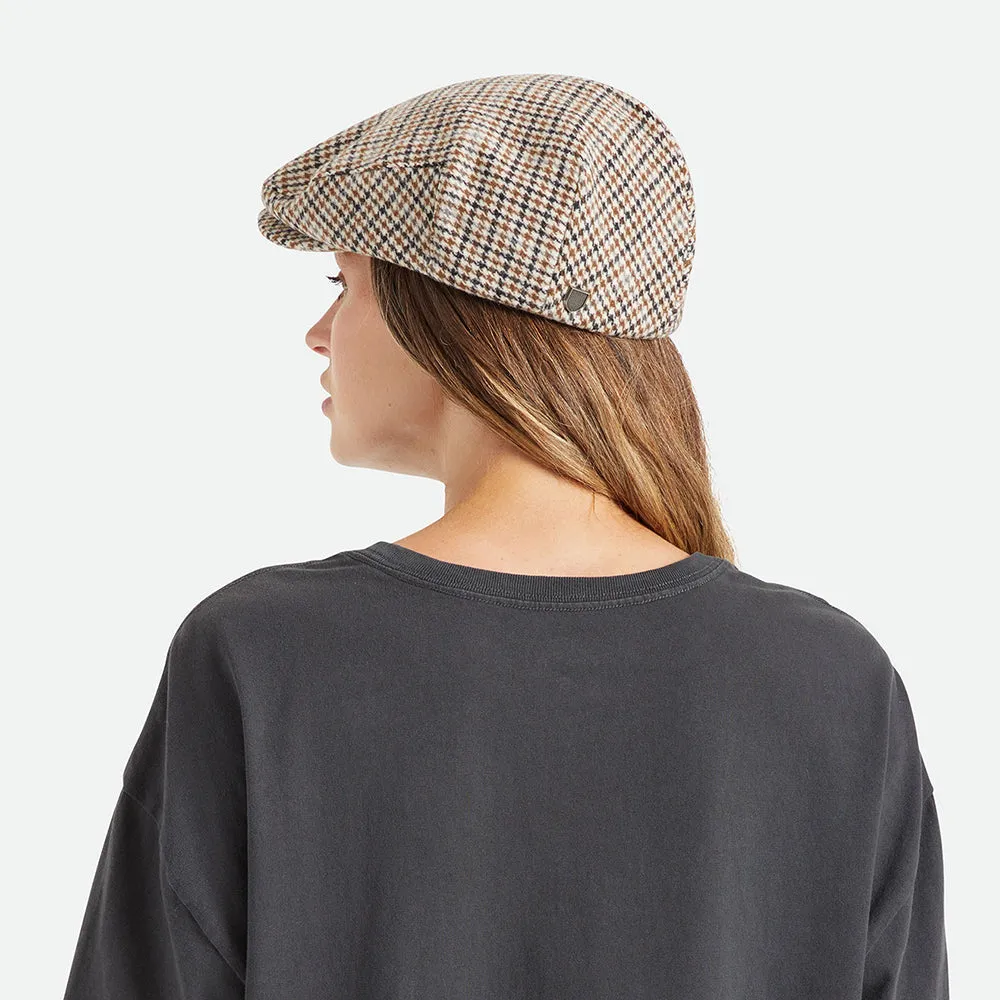 Brixton Hats Hooligan Houndstooth Flat Cap - Off White-Sand
