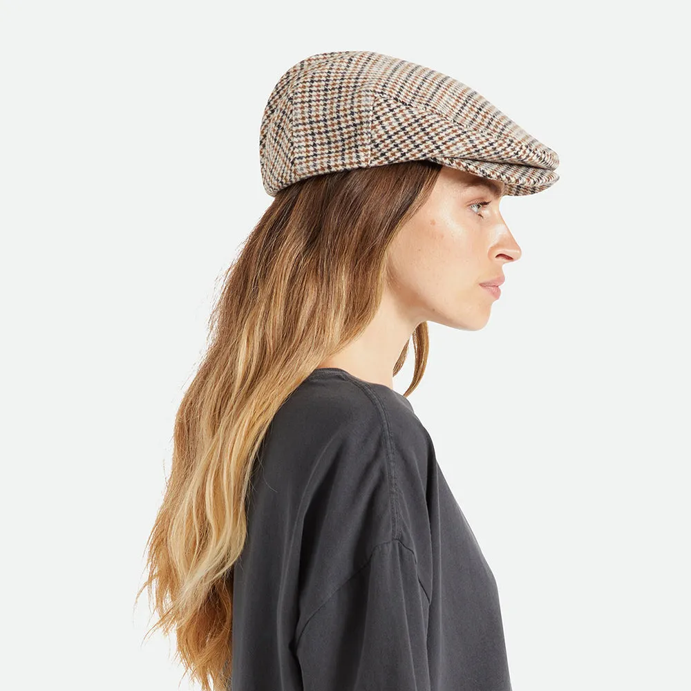 Brixton Hats Hooligan Houndstooth Flat Cap - Off White-Sand