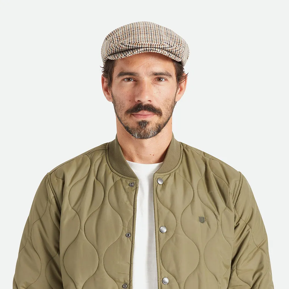 Brixton Hats Hooligan Houndstooth Flat Cap - Off White-Sand