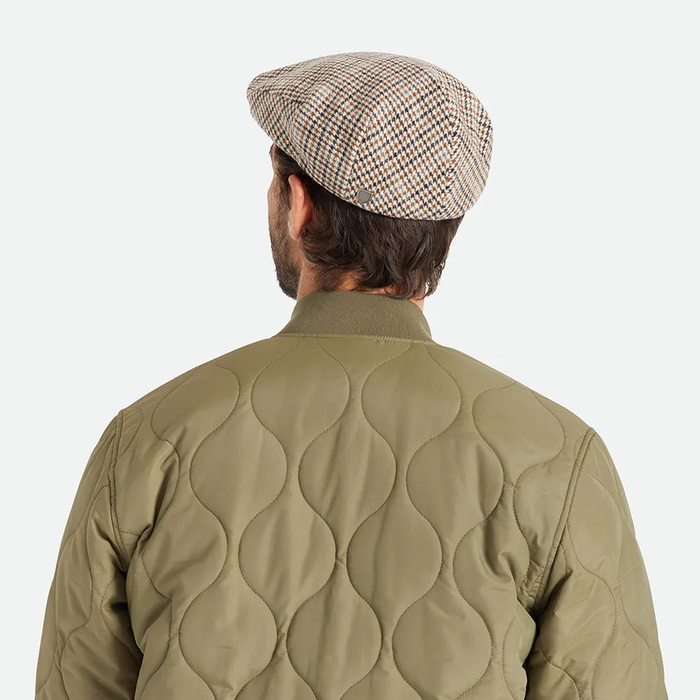 Brixton Hats Hooligan Houndstooth Flat Cap - Off White-Sand
