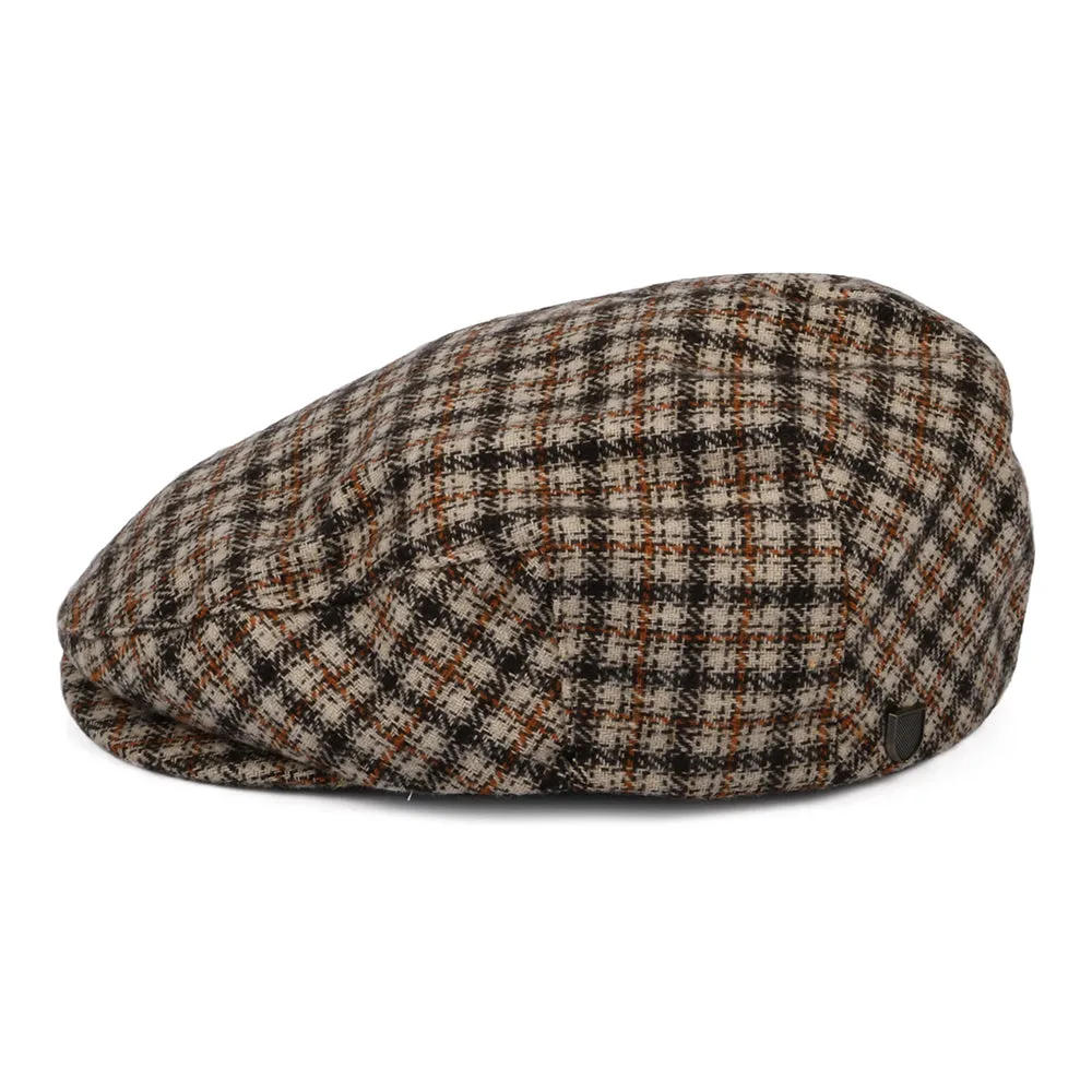 Brixton Hats Hooligan Lightweight X Snap Houndstooth Flat Cap - Sand-Brown-Orange