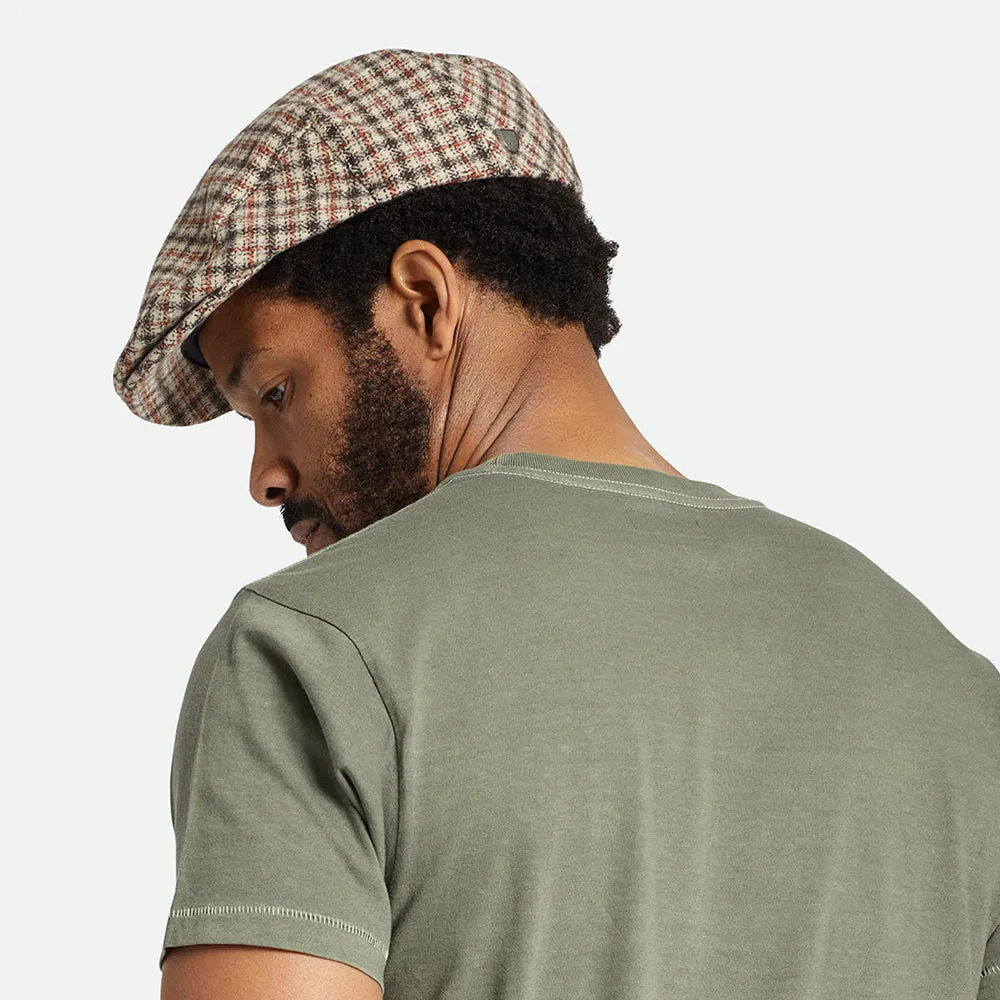 Brixton Hats Hooligan Lightweight X Snap Houndstooth Flat Cap - Sand-Brown-Orange