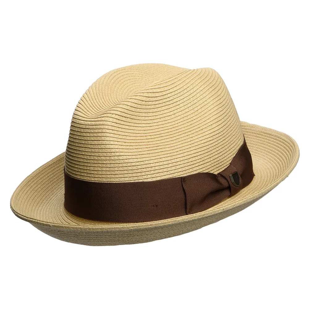 Brixton Hats Horton Convertabrim Packable Toyo Straw Fedora Hat - Dark Tan