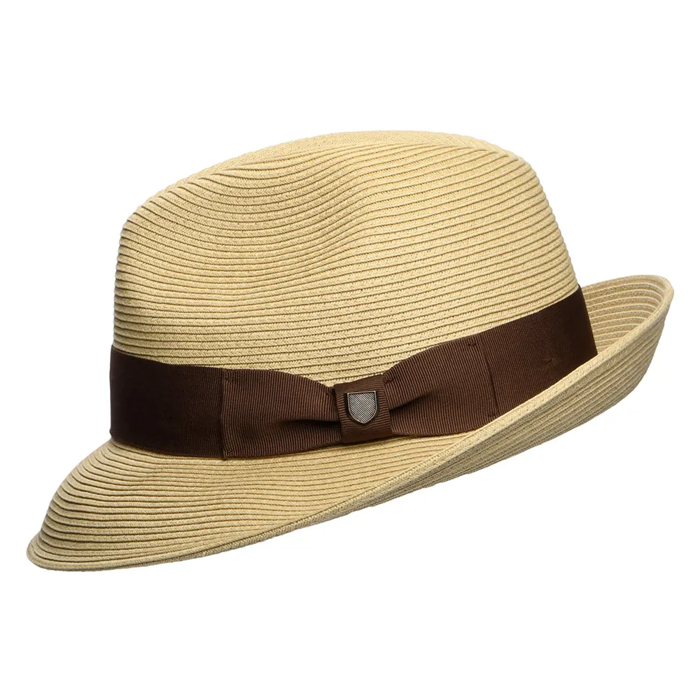 Brixton Hats Horton Convertabrim Packable Toyo Straw Fedora Hat - Dark Tan
