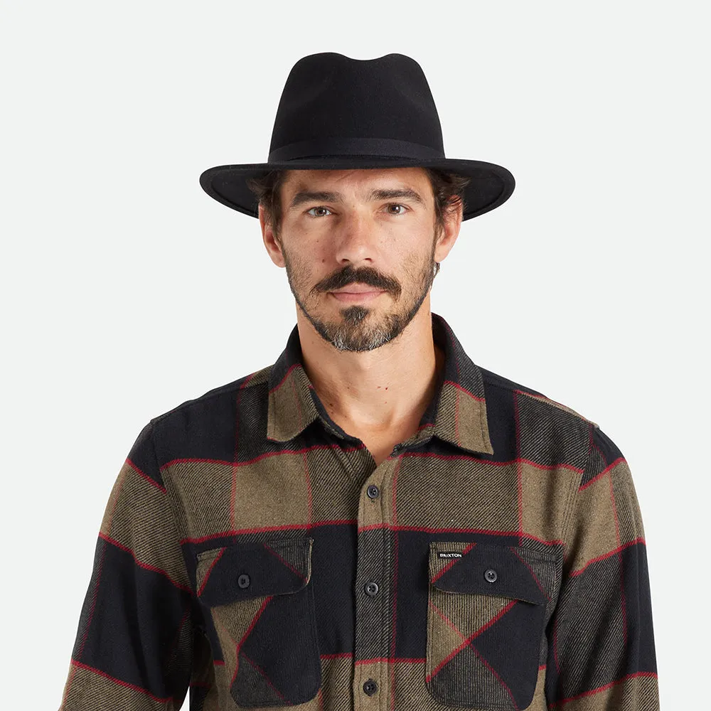 Brixton Hats Messer Packable Wool Felt Fedora Hat - Black