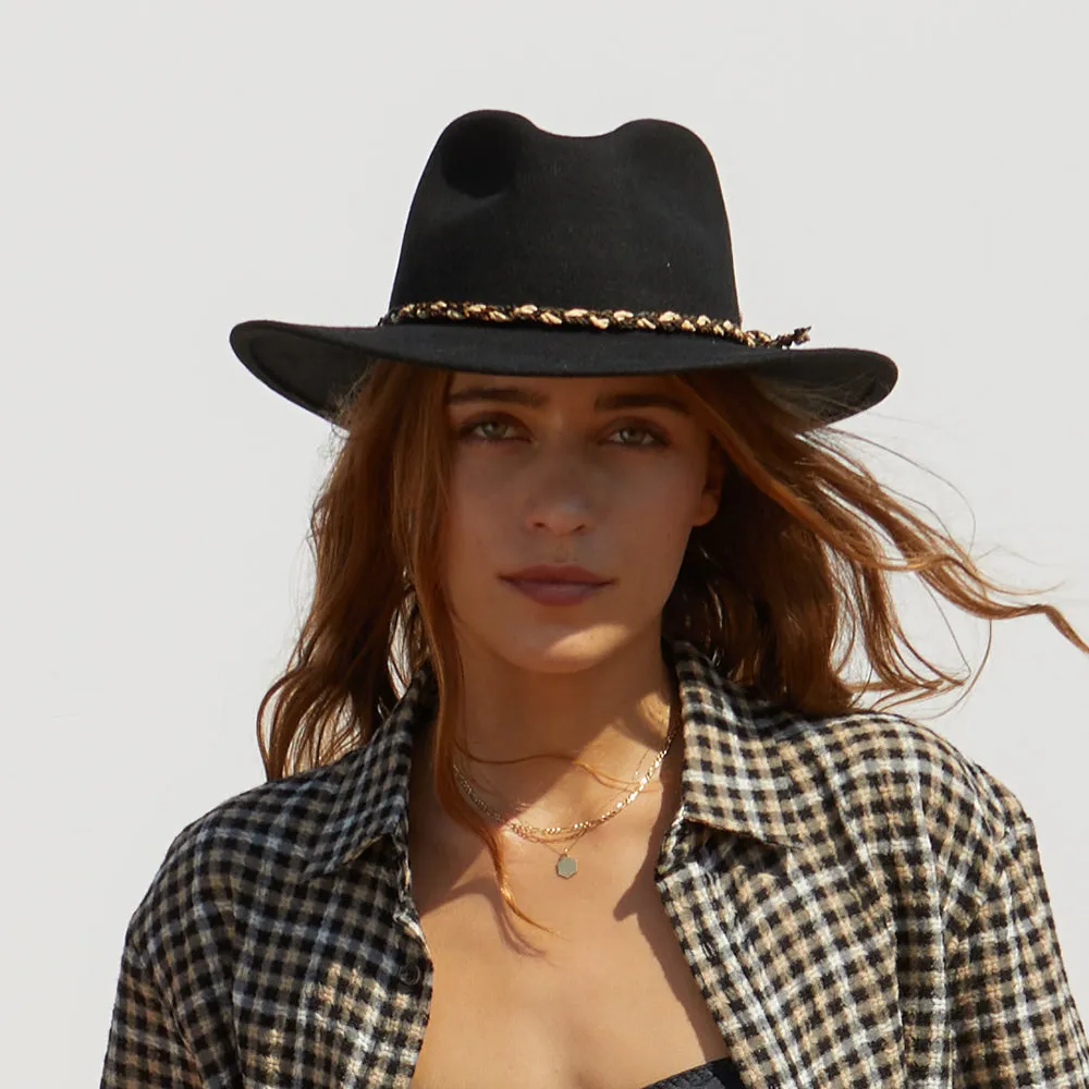Brixton Hats Messer Western Wool Felt Fedora Hat - Black