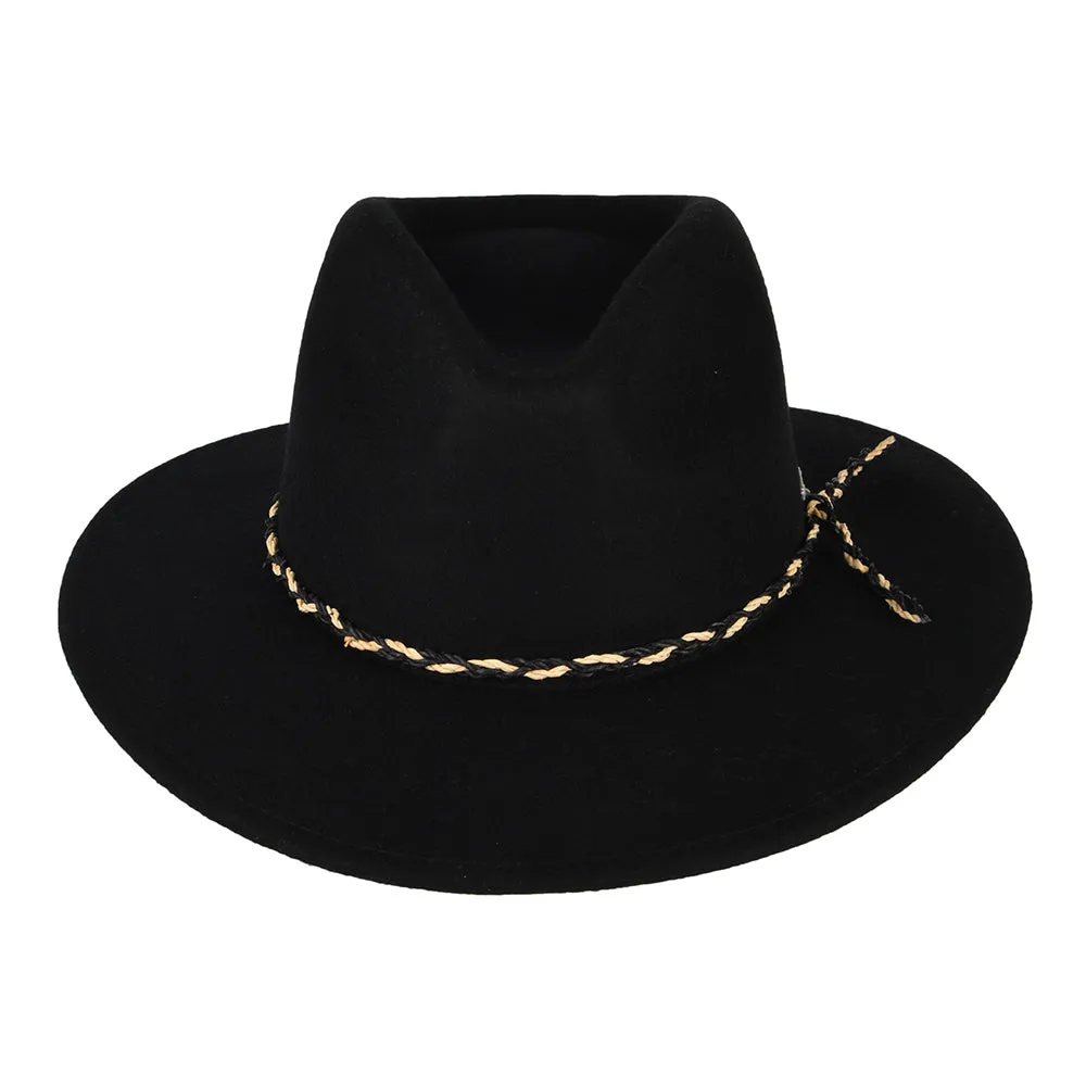 Brixton Hats Messer Western Wool Felt Fedora Hat - Black