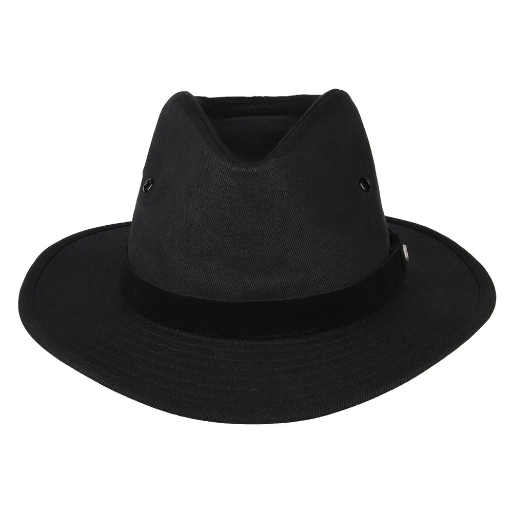 Brixton Hats Messer X Adventure Water Repellent Cotton Fedora Hat - Black