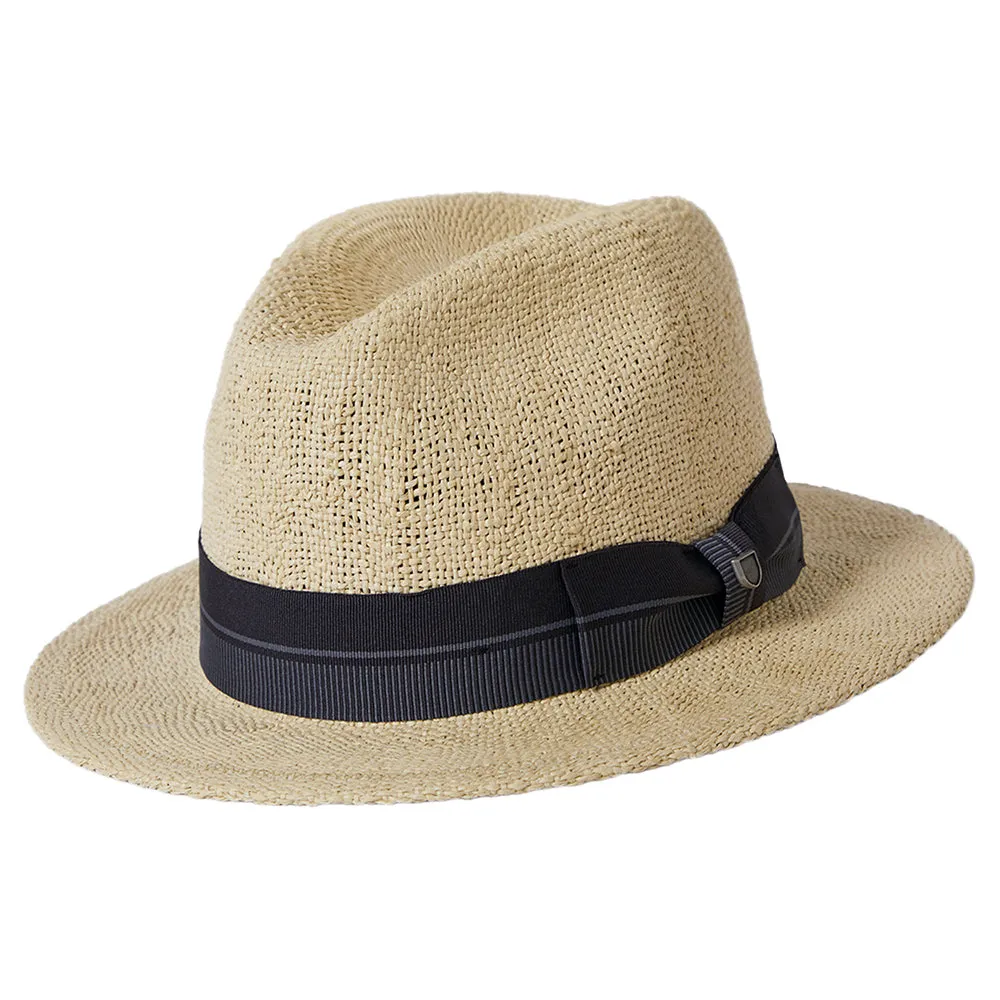 Brixton Hats Roma Toyo Straw Fedora Hat - Natural-Black