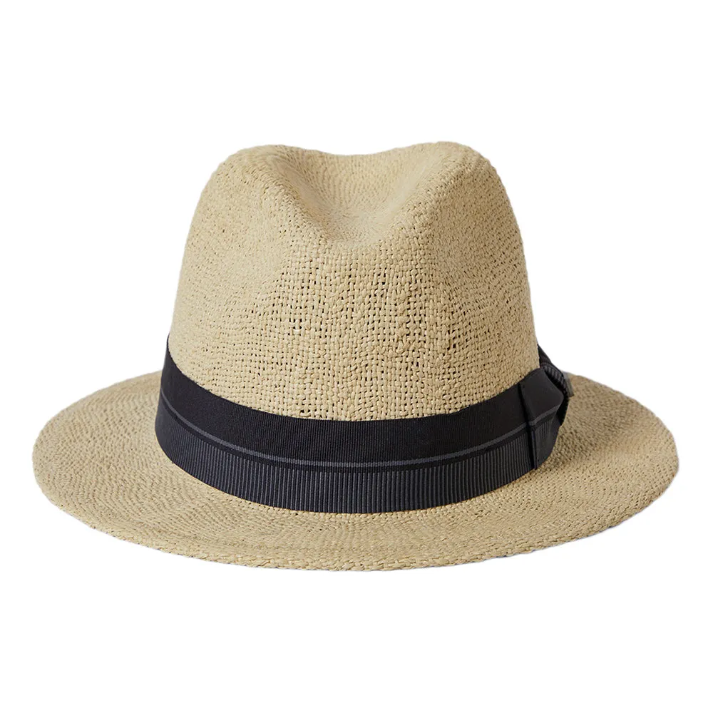 Brixton Hats Roma Toyo Straw Fedora Hat - Natural-Black