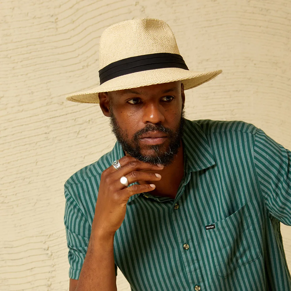 Brixton Hats Sol Toyo Straw Fedora Hat - Natural-Black