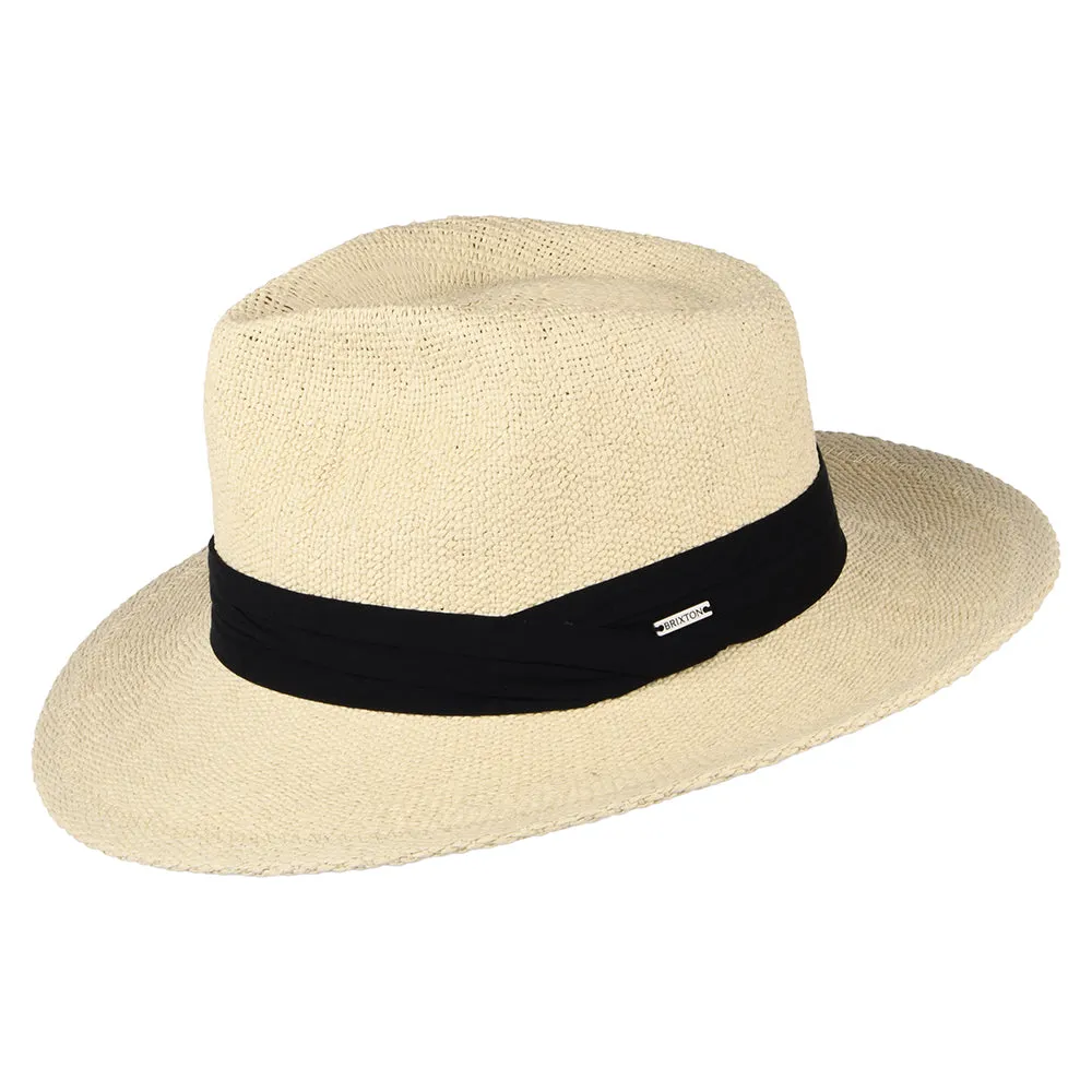 Brixton Hats Sol Toyo Straw Fedora Hat - Natural-Black