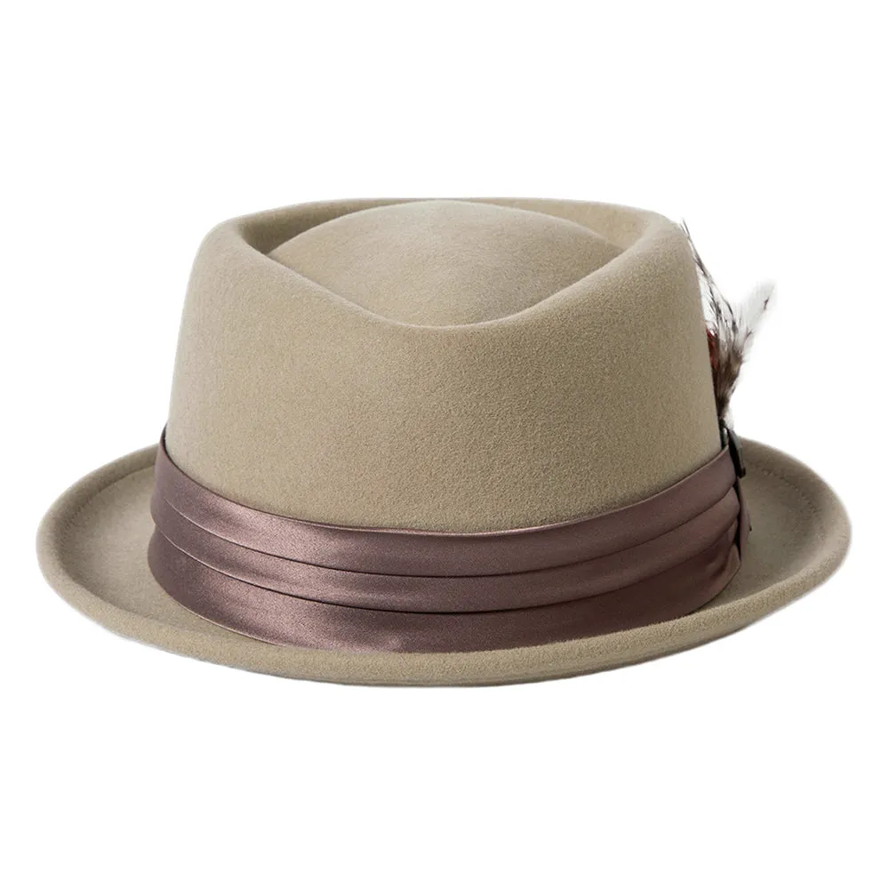 Brixton Hats Stout Wool Felt Pork Pie Hat - Sand-Dark Sand