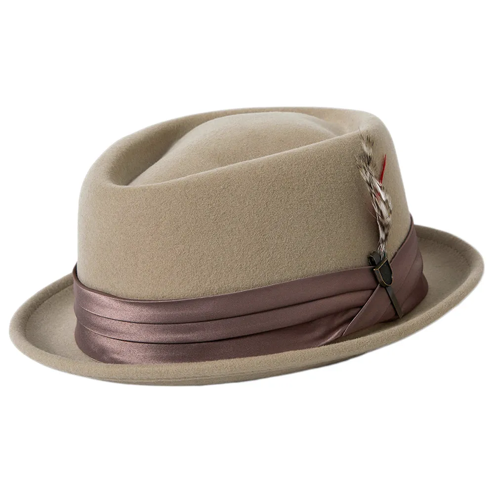 Brixton Hats Stout Wool Felt Pork Pie Hat - Sand-Dark Sand