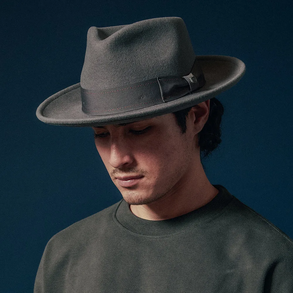 Brixton Hats Swindle Convertabrim Wool Felt Fedora Hat - Grey