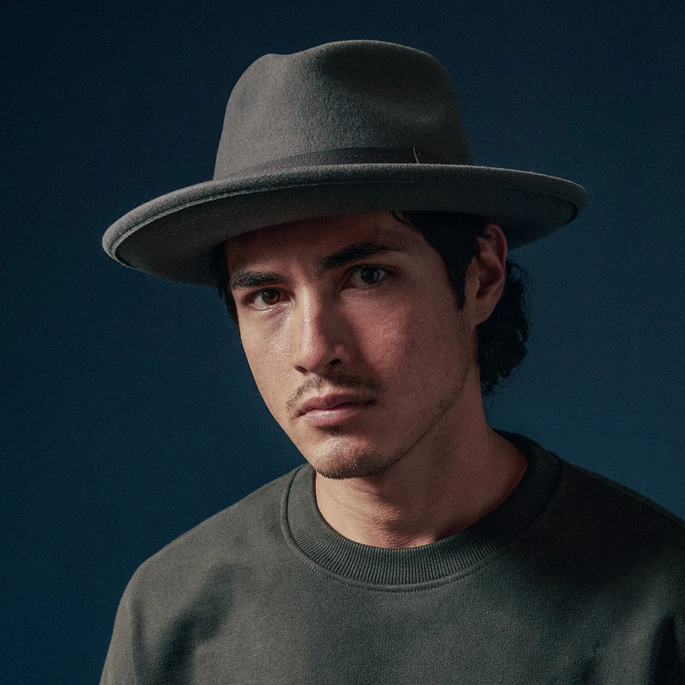 Brixton Hats Swindle Convertabrim Wool Felt Fedora Hat - Grey