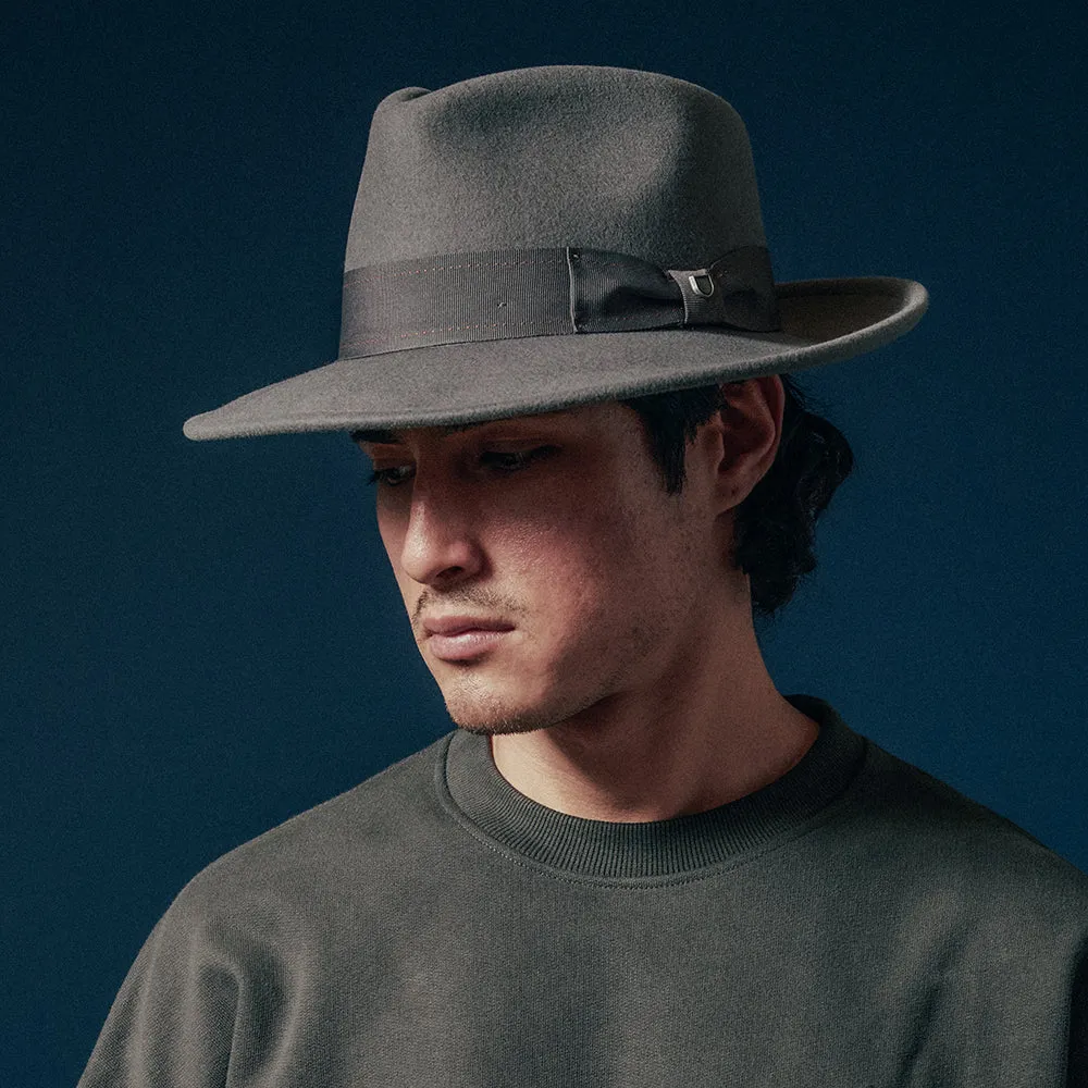 Brixton Hats Swindle Convertabrim Wool Felt Fedora Hat - Grey