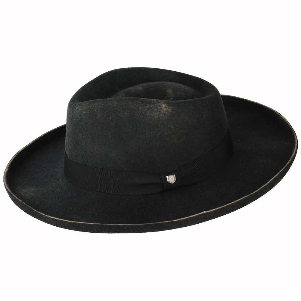 Brixton Hats Victoria Wool Felt Fedora Hat - Washed Black