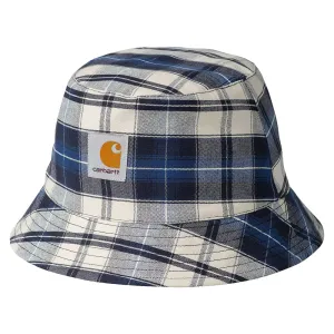 Carhartt WIP Hats Tarbell Check Cotton Bucket Hat - Dark Navy-White