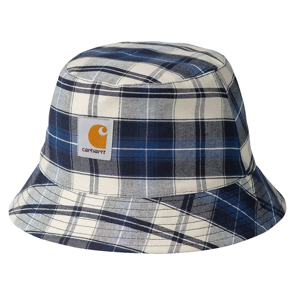 Carhartt WIP Hats Tarbell Check Cotton Bucket Hat - Dark Navy-White