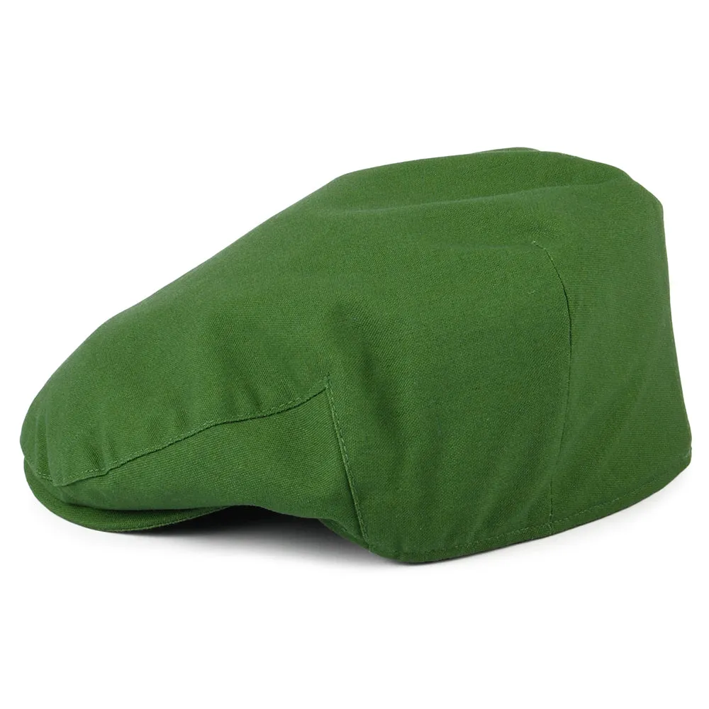 Christys Hats Balmoral Cotton-Linen Flat Cap - Green