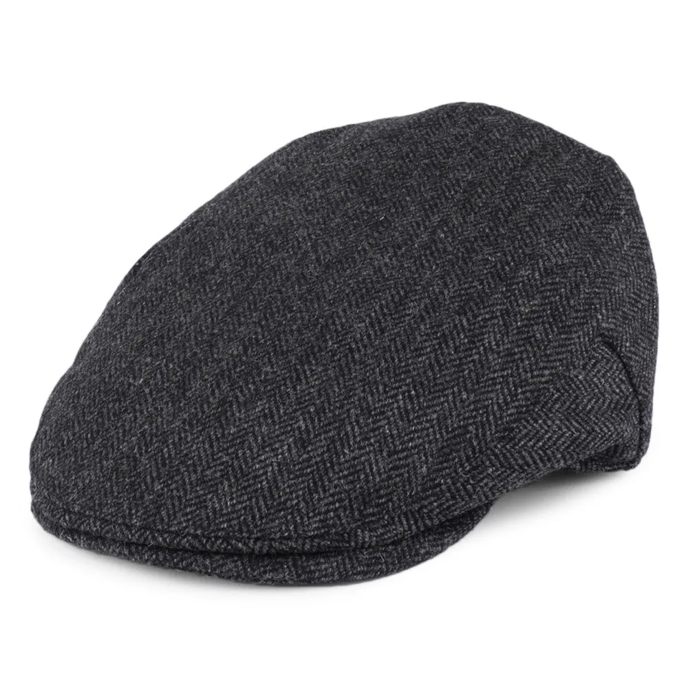 Christys Hats Balmoral Country Tweed Herringbone Flat Cap - Black-Grey