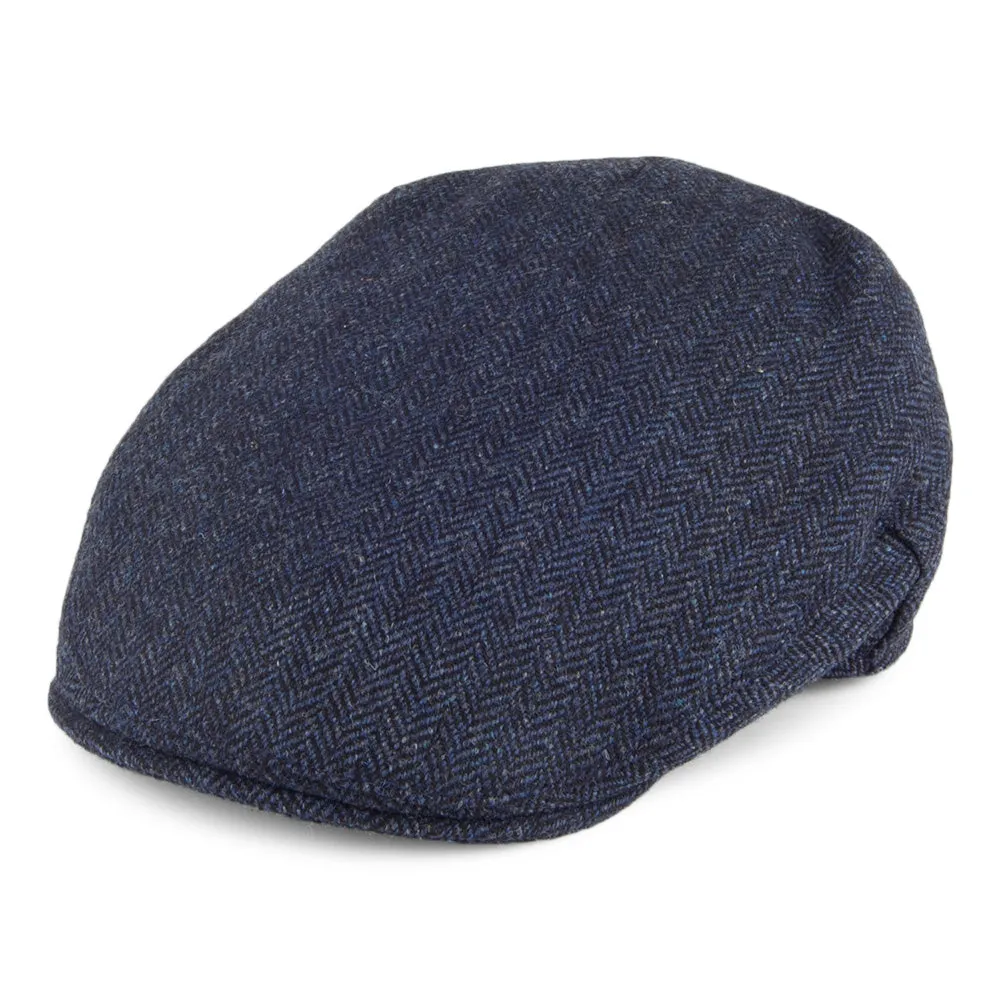 Christys Hats Balmoral Country Tweed Herringbone Flat Cap - Navy