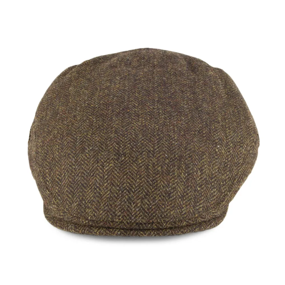 Christys Hats Balmoral Country Tweed Herringbone Flat Cap - Olive