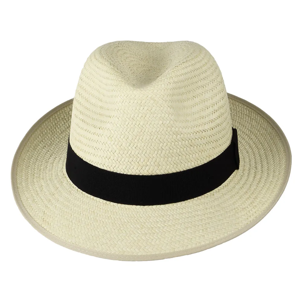 Christys Hats Bexley Panama Fedora Hat with Black Band - Semi-Bleached
