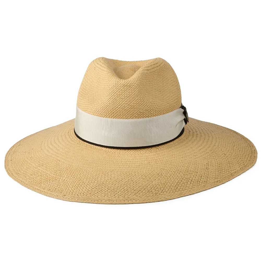 Christys Hats Classic Jessica Wide Brim Panama Hat With Cream-Brown Band - Natural