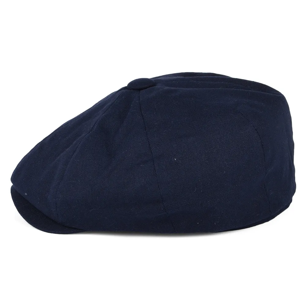 Christys Hats Cotton-Linen 8 Piece Newsboy Cap - Navy Blue